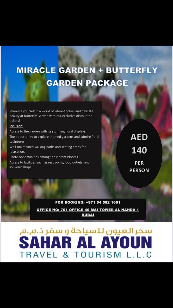 tickets to butterfly garden and miracle garden both