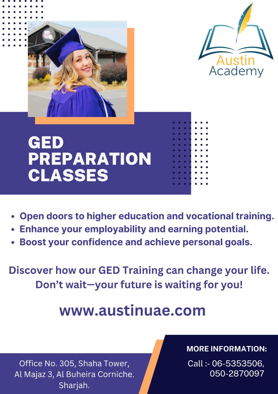 GED classes in Sharjah with great discount. call 0502870097