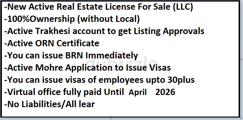ACTIVE REAL ESTATE BUSINESS LICENSE FOR SALE