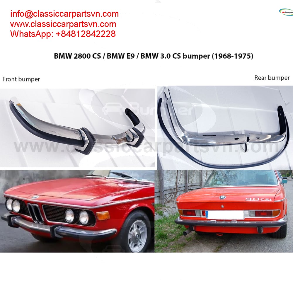 BMW 2800CS BMW 3.0CS BMW E9 bumpers new (1968-1975) by stainless steel new